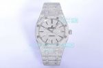 Swiss Replica Audemars Piguet Royal Oak Silver Diamond Dial 15400 Iced Out Watch 41MM